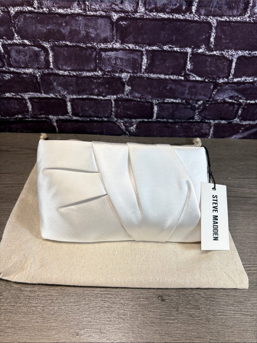 Steve Madden Ivory Satin Lilia Clutch Crossbody